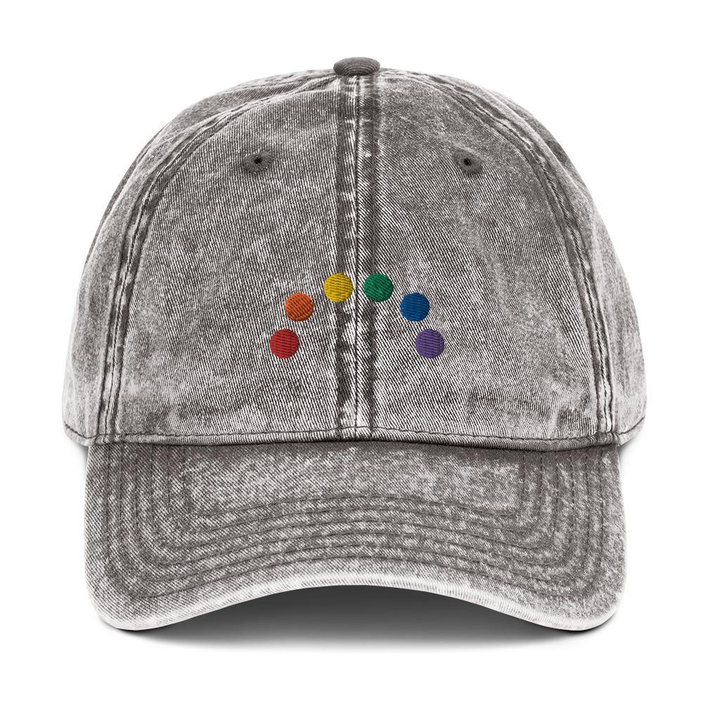 Embroidered Rainbow Vintage Hat - pridebanana - gay, lesbian, lgbtqia+, love is love, minimalistic, pride, pride parade, queers, rainbow, vintage