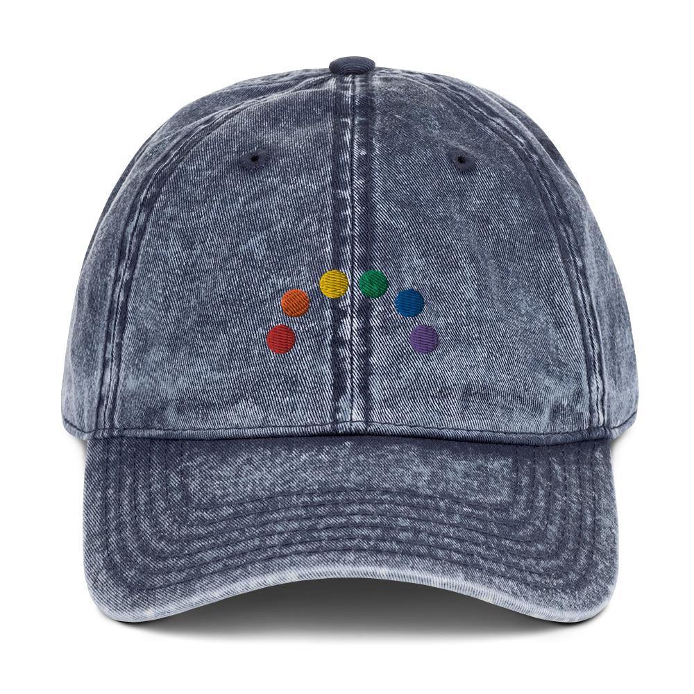 Embroidered Rainbow Vintage Hat - pridebanana - gay, lesbian, lgbtqia+, love is love, minimalistic, pride, pride parade, queers, rainbow, vintage