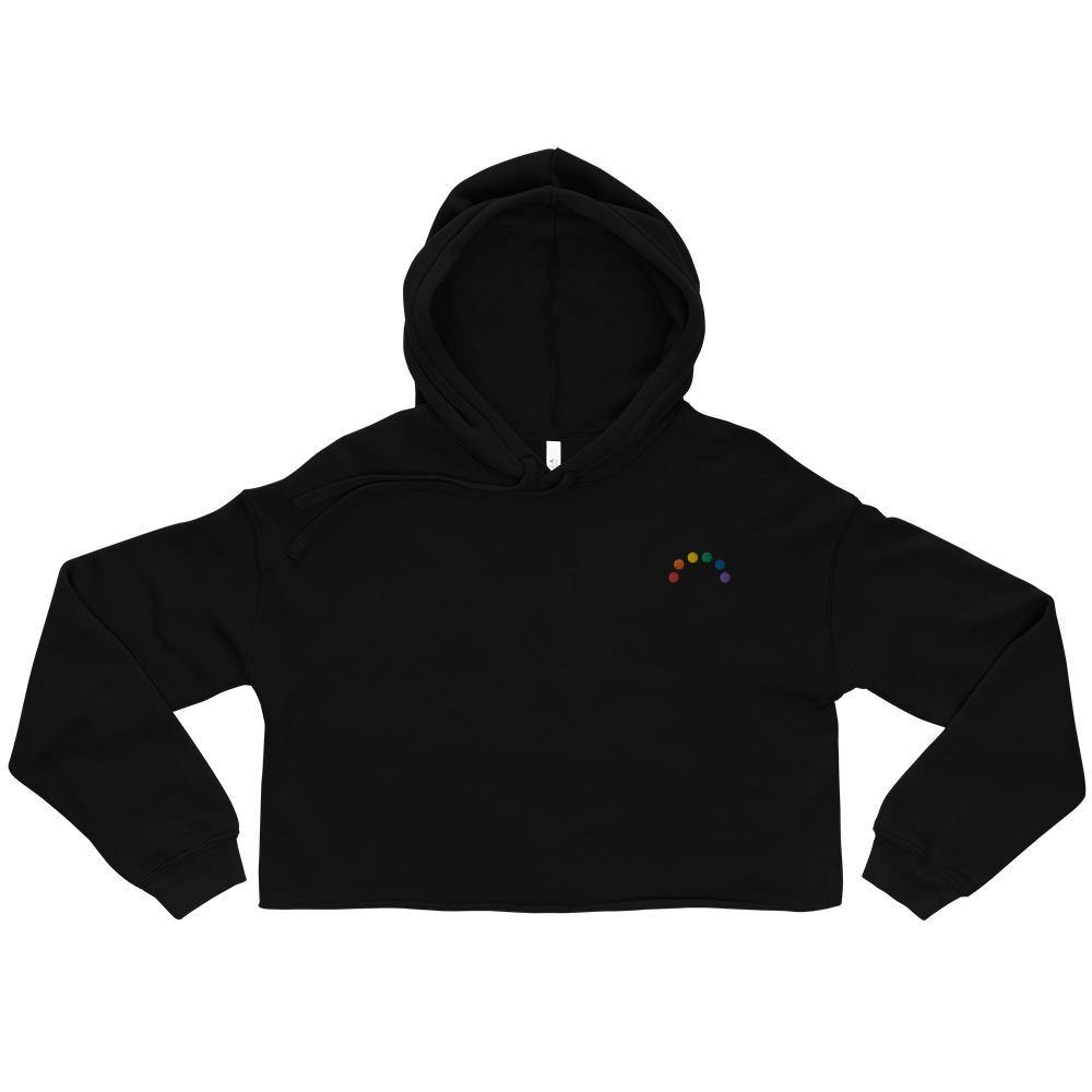 Embroidered Rainbow Crop Hoodie - pridebanana - colorful, comfort, cropped, embroidered, gay, hoodie, lgbt, lgbtqia, minimal, pride, rainbow, simple, sleek, top