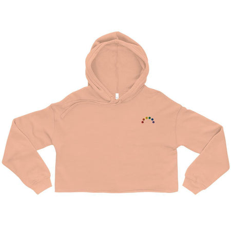 Embroidered Rainbow Crop Hoodie - pridebanana - colorful, comfort, cropped, embroidered, gay, hoodie, lgbt, lgbtqia, minimal, pride, rainbow, simple, sleek, top