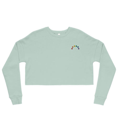 Embroidered Rainbow Crop Sweatshirt - pridebanana - apparel, cold, crop, cropped top, gay, lesbian, love, love is love, minimalistic, pride, pridewear, queers, spring, summer, sweater, sweatshirt, winter