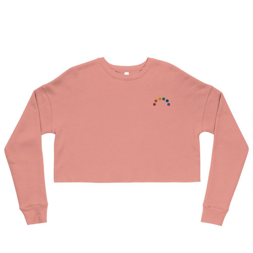 Embroidered Rainbow Crop Sweatshirt - pridebanana - apparel, cold, crop, cropped top, gay, lesbian, love, love is love, minimalistic, pride, pridewear, queers, spring, summer, sweater, sweatshirt, winter