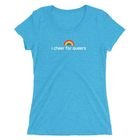 "Cheer for Queers" Contoured Tee - pridebanana - ally, cheer, cheer for queers, lesbian, lgbt, lgbtqia+, love, love is love, minimalism, pride, proud, queer, queers, womens, womens clothing