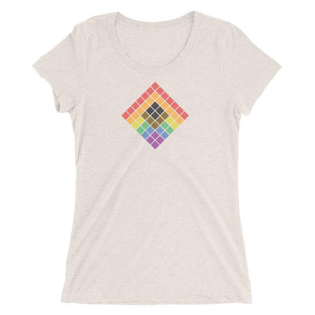 Cubed Rainbow 2.0 Contoured Tee - pridebanana - colorful, contoured, cube, lgbtqia+, love is love, minimalistic, pride, pride flag, queers, rainbow, trans, womens, womens clothing, womens fit