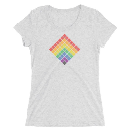 Cubed Rainbow Contoured Tee - pridebanana - ally, clean, colorful, cube, gay, lesbian, lgbtqia+, love is love, minimalism, minimalistic, pride, pride flag, queer, queers, rainbow, trans, womens clothing, womens fit
