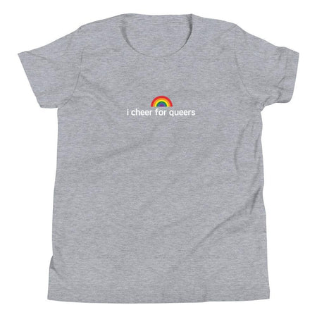 "Cheer for Queers" Youth Tee - pridebanana - cheer, cheer for queers, gay, lesbian, lgbt, lgbtqia+, love is love, minimalistic, pride, pridewear, queer, queers, rainbow